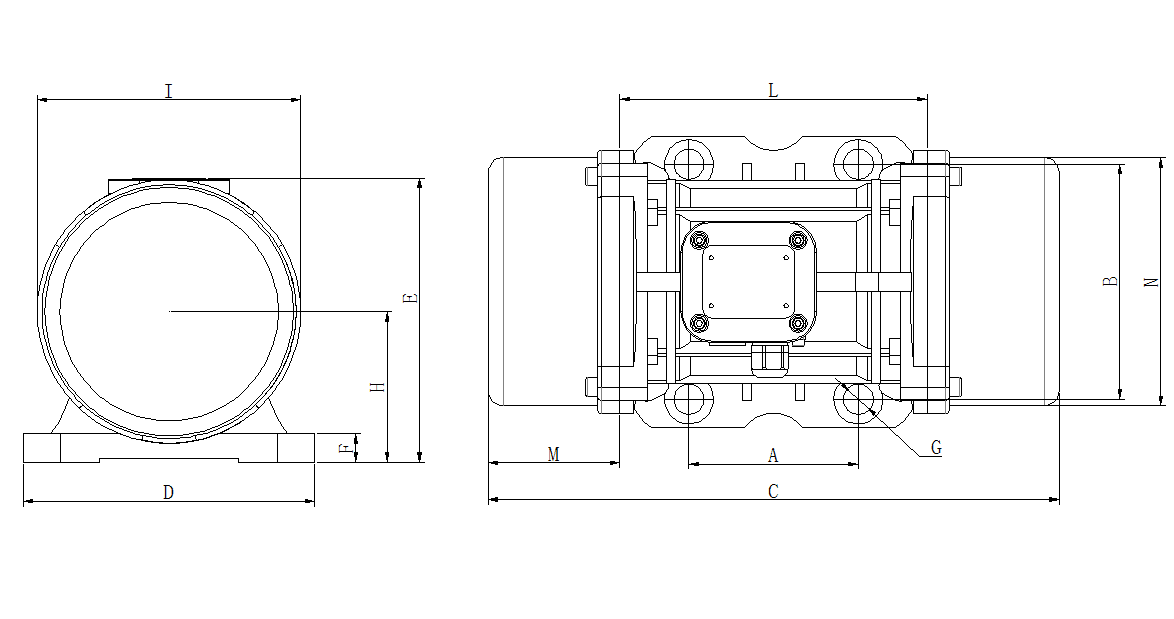 普田MVE振動(dòng)電機(jī)尺寸